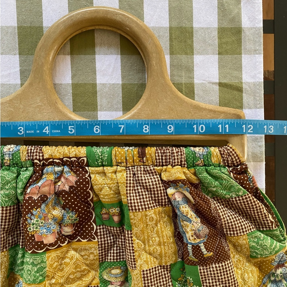 Vintage Holly Hobbie Patchwork Wood Handle Bag Purse Totebag - Picture 13 of 15